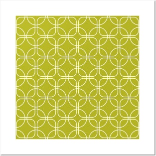 Mid Century Circles Squares on Avocado Green Posters and Art